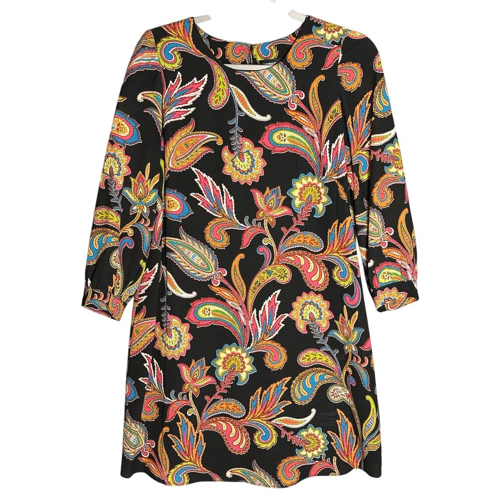 Alexia Admor Sz S Paisley Floral Shift‎ Dress Retro Colorful Vibrant Stretch